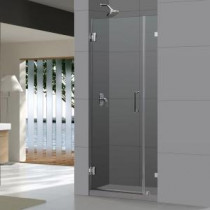 UnidoorLux 30 in. x 72 in. Frameless Hinged Shower Door in Brushed Nickel