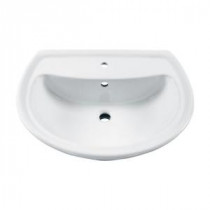 Cadet 6 in. Pedestal Sink Basin with Center Hole Only in White