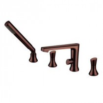 2-Handle Deck-Mount Roman Tub Faucet in Oil Rubbed Bronze with Handheld Shower