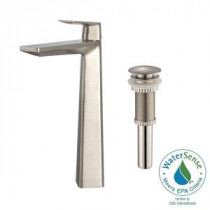 Aplos Single Hole Single-Handle High-Arc Bathroom Faucet with Matching Pop-Up Drain in Brushed Nickel