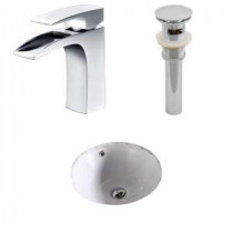 Round Undermount Bathroom Sink Set in White with Single Hole cUPC Faucet and Drain