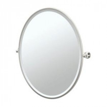 Laurel Avenue 28.75 in. x 33 in. Framed Single Large Oval Mirror in Polished Nickel