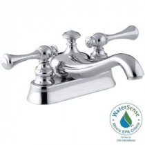 Revival 4 in. Centerset 2-Handle Low-Arc Bathroom Faucet in Polished Chrome with Traditional Lever Handle