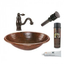 All-in-One Oval Self Rimming Hammered Copper Bathroom Sink in Oil Rubbed Bronze