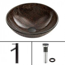 Glass Vessel Sink in Copper Shield and Dior Faucet Set in Antique Rubbed Bronze
