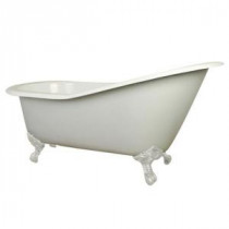 5 ft. Cast Iron White Claw Foot Slipper Tub with 7 in. Deck Holes in White