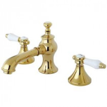 Vintage 8 in. Widespread 2-Handle Mid-Arc Bathroom Faucet in Polished Brass