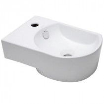 Wall-Mounted Rounded Modern Compact Bathroom Sink in White