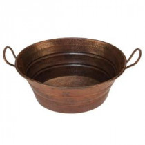 Oval Bucket Hammered Copper Vessel Sink with Handles in Oil Rubbed Bronze