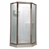 Prestige 24.1 in. x 68.5 in. Neo-Angle Shower Door in Brushed Nickel with Clear Glass