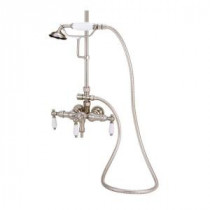 TW22 3-3/8 in. 3-Handle Claw Foot Wall-Mount Tub Faucet with Handshower in Polished Brass