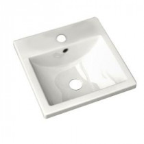 Studio Carre Countertop Bathroom Sink with Center Hole Only and Rear Overflow in White