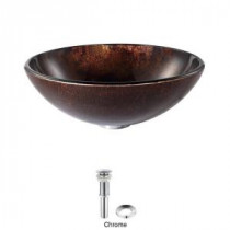 Jupiter Glass Vessel Sink with Pop-Up Drain and Mounting Ring in Chrome