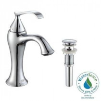 Ventus Single Hole Single-Handle Low-Arc Bathroom Faucet and Pop-Up Drain with Overflow in Chrome