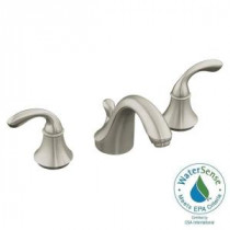 Forte 8 in. Widespread 2-Handle Low-Arc Bathroom Faucet in Vibrant Brushed Nickel with Plastic Drain