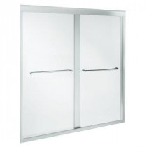 Fluence 59-5/8 in. x 58-5/16 in. Heavy Semi-Framed Sliding Tub/Shower Door in Bright Polished Silved with Clear Glass