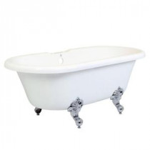 5.5 ft. Acrylic Polished Chrome Claw Foot Double Ended Oval Tub in White
