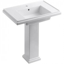 Tresham Pedestal Combo Bathroom Sink with Single-Hole Faucet Drilling in White