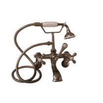 Metal Cross 3-Handle Claw Foot Tub Faucet with Handshower in Polished Nickel