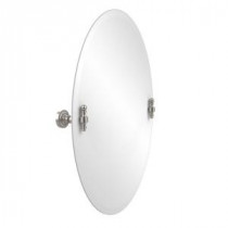 Retro-Dot Collection 21 in. x 29 in. Frameless Oval Single Tilt Mirror with Beveled Edge in Satin Nickel