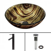 Glass Vessel Sink in Zebra and Dior Faucet Set in Antique Rubbed Bronze