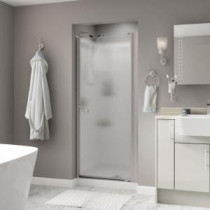 Silverton 36 in. x 64-3/4 in. Semi-Framed Pivoting Shower Door in Nickel with Rain Glass