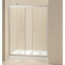 Butterfly 34 in. x 60 in. x 74-3/4 in. Standard Fit Shower Kit with Bi-Fold Shower Door and Right Hand Drain Base
