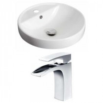 Round Vessel Sink Set in White with Single Hole cUPC Faucet