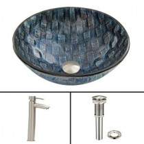 Glass Vessel Sink in Rio and Shadow Faucet Set in Brushed Nickel