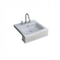 Cantrio Semi-Recessed Bathroom Sink in White