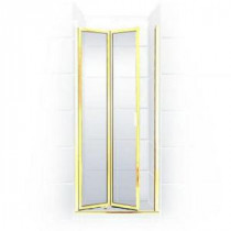 Paragon Series 29 in. x 66 in. Framed Bi-Fold Double Hinged Shower Door in Gold and Clear Glass