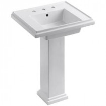Tresham Pedestal Combo Bathroom Sink with 8 in. Centers in White