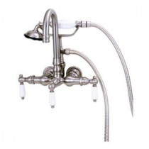TW05 3-Handle Claw Foot Tub Faucet with Handshower in Polished Brass