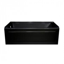 Linear 5 ft. Left Drain Heated Soaking Tub in Black