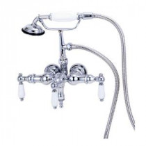 TW02 3-Handle Claw Foot Tub Faucet with Handshower in Polished Brass