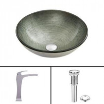 Glass Vessel Sink in Simply Silver and Blackstonian Faucet Set in Chrome
