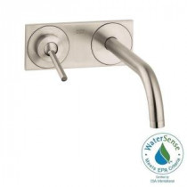 Uno Single-Handle Wall Mount Bathroom Faucet with Low-Arc in Brushed Nickel