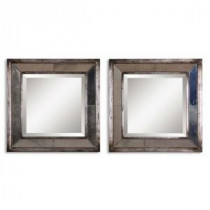 18 in. x 18 in. Silver Leaf Square Framed Mirrors (Set of 2)