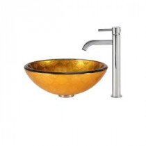 Orion Glass Vessel Sink and Ramus Faucet in Chrome