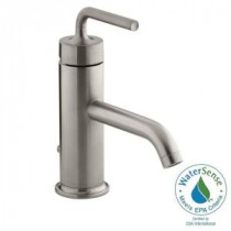 Purist Single Hole Single Handle Low-Arc Bathroom Faucet with Straight Lever Handle in Vibrant Brushed Nickel
