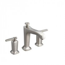 Margaux Deck-Mount High-Flow Bath Faucet Trim Kit with Lever Handles in Vibrant Brushed Nickel (Valve Not Included)