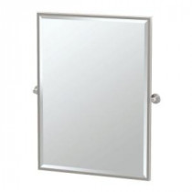 Channel 27.63 in. x 32.50 in. Framed Single Large Rectangle Mirror in Satin Nickel