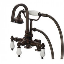 2-Handle Deck Mount Claw Foot Tub Faucet with Labeled Porcelain Lever Handles in Oil Rubbed Bronze