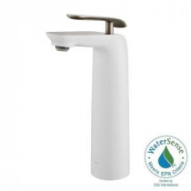 Seda Single Hole 1-Handle Bathroom Faucet in Brushed Nickel and White