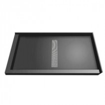 36 in. x 48 in. Double Threshold Shower Base with Center Drain and Polished Chrome Trench Grate