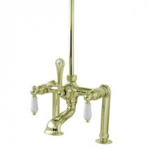 RM12 2-Handle Claw Foot Tub Faucet with Porcelain Lever Handles in Polished Brass