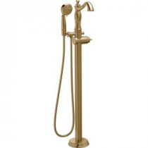 Cassidy 1-Handle Floor-Mount Roman Tub Faucet Trim Kit with HandShower in Champagne Bronze (Valve & Handle Not Included)