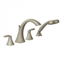 Voss 2-Handle High-Arc Roman Tub Faucet Trim Kit with Hand Shower in Brushed Nickel (Valve Sold Separately)