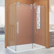 Enigma-Z 44-3/8 to 48-3/8 in. x 34-1/2 in. x 76 in. Frameless Sliding Shower Enclosure in Brushed Stainless Steel