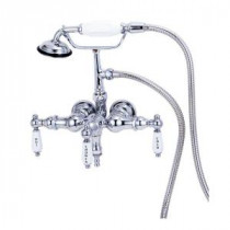 TW03 3-Handle Claw Foot Tub Faucet with Handshower in Satin Nickel